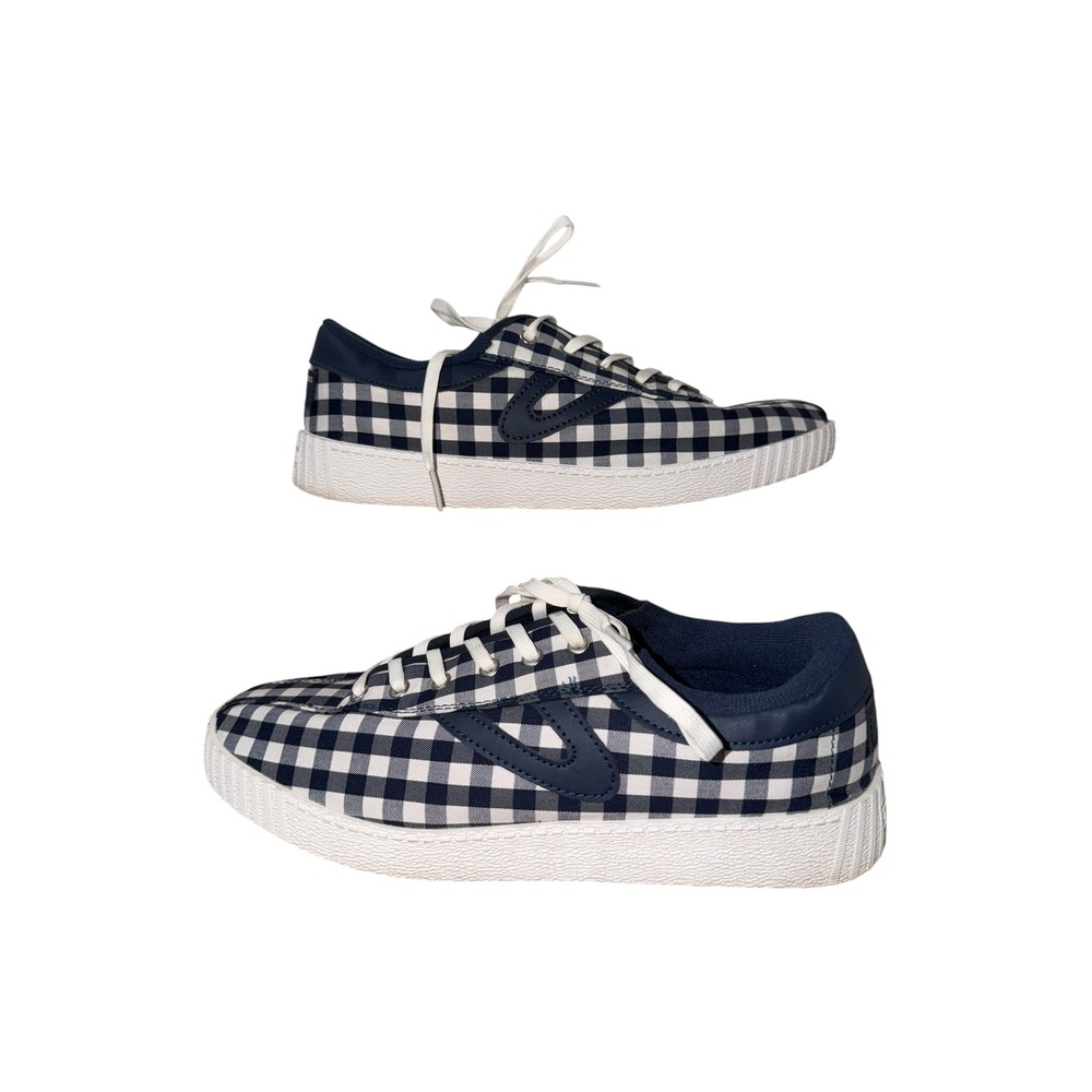 Draper James x Tretorn Nylite Navy Gingham Plaid Lace-Up Sneakers Women's 9